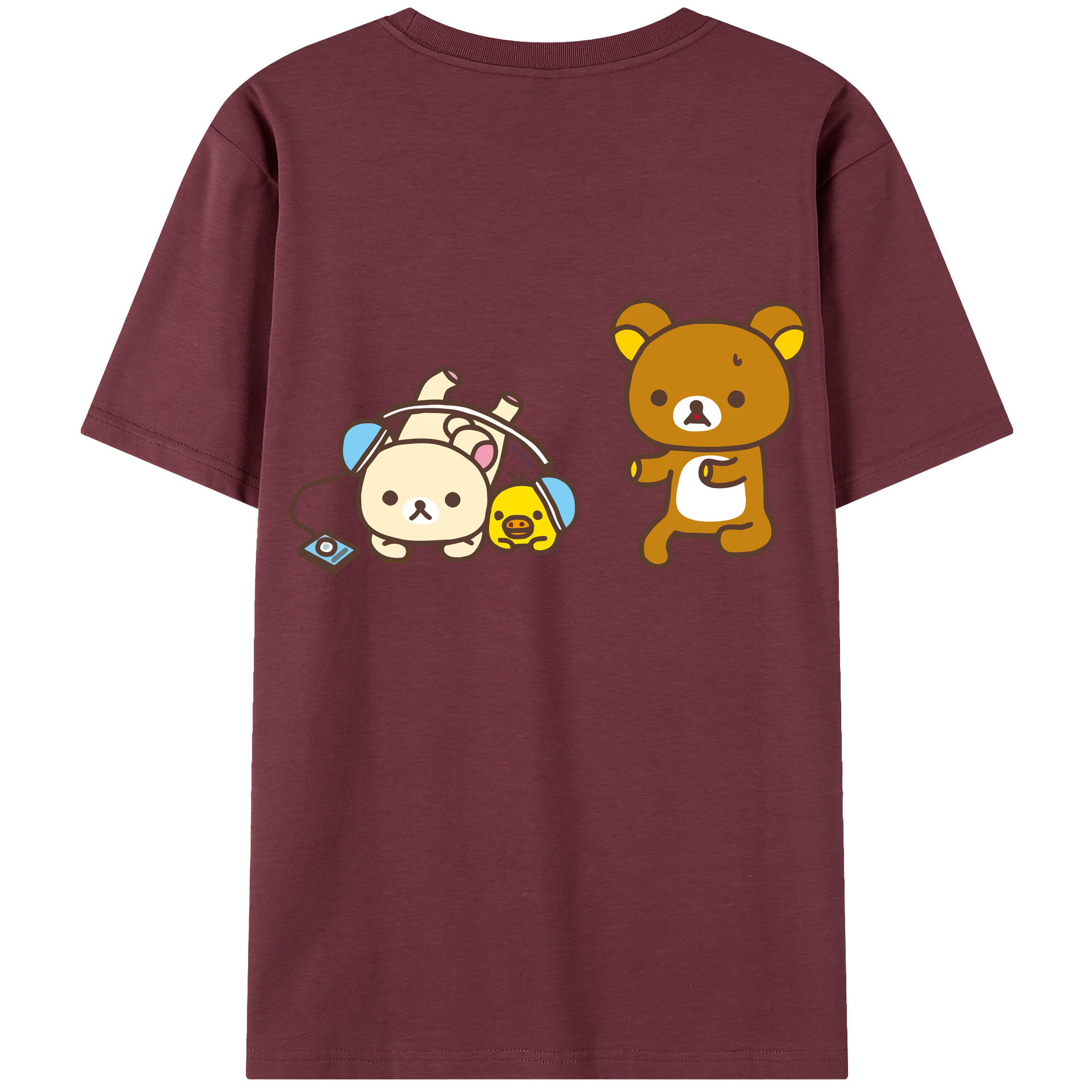 （画像用） リラックマ リラックマ キイロイトリ Rilakkuma Korilakkuma Kiiroitori 綿100％半袖Tシャツ（背面プリント）
